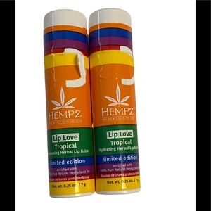 HEMPZ 2 Pack Lip Love Tropical Flavor Limited Edition Lip Balm .25 oz